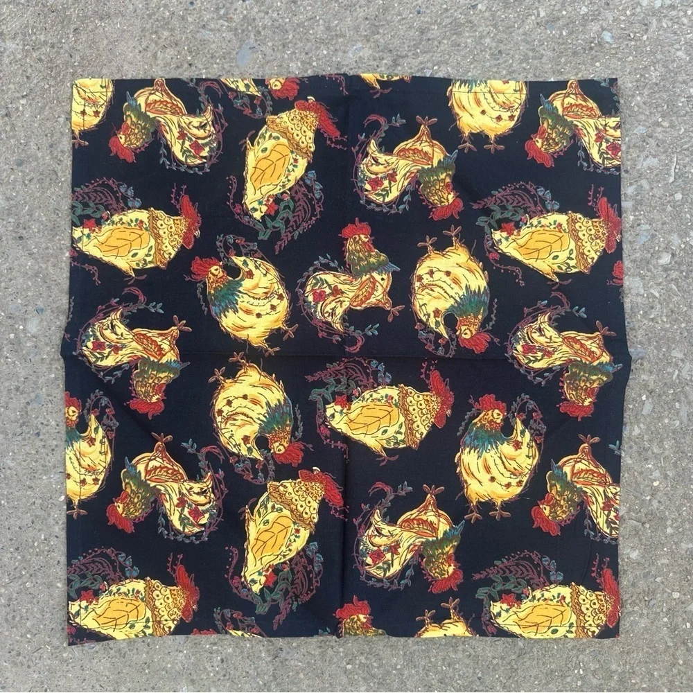 April Cornell Rooster Napkin Set of 3 100% Cotton French Country Farmhouse